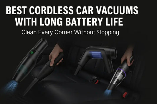 cordless car vacuums with long battery life cleaning car interior without stopping