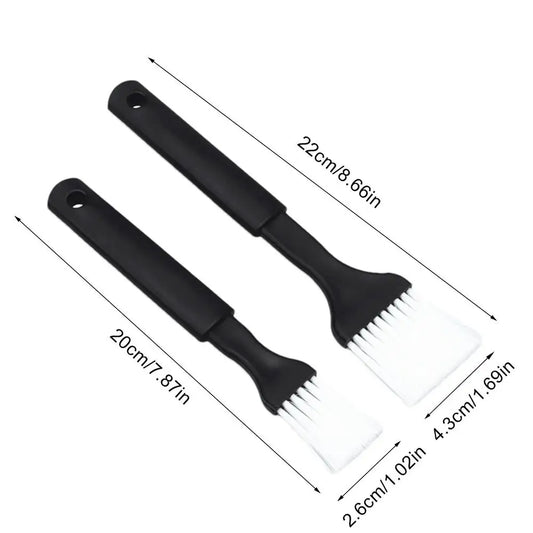 2-piece black air vent brush set for car AC, windows, and dashboard detailing