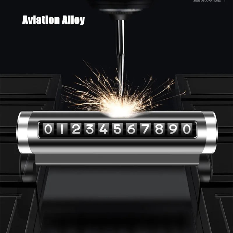 Aviation alloy car parking number plate undergoing CNC machining to highlight material strength and durability
