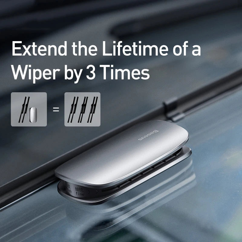 Before and after results of wiper blade restored using Baseus refurbishing tool