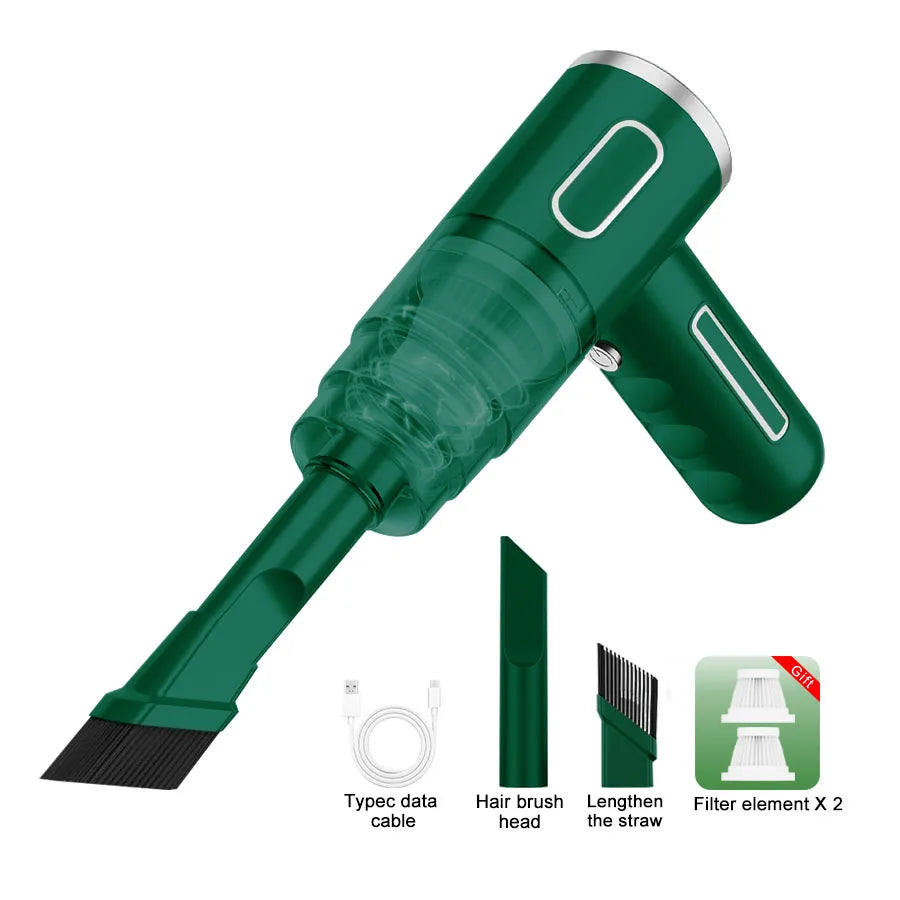 BELIBUY green wireless car vacuum cleaner – powerful suction and compact build