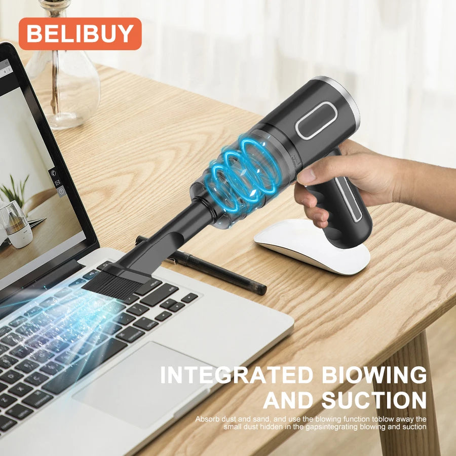 USB charging port close-up of BELIBUY mini vacuum – rechargeable and cordless