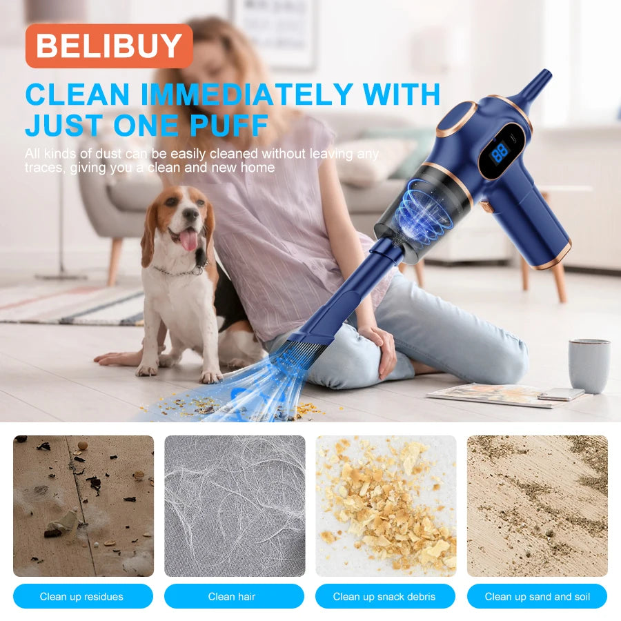 Color comparison of BELIBUY vacuum in black and blue – compact high-power cleaner