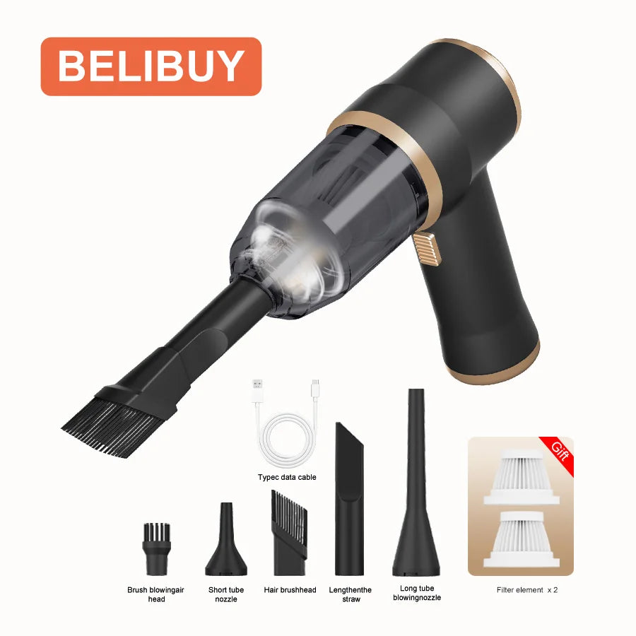 BELIBUY black portable vacuum cleaner for bedroom carpet and car interior