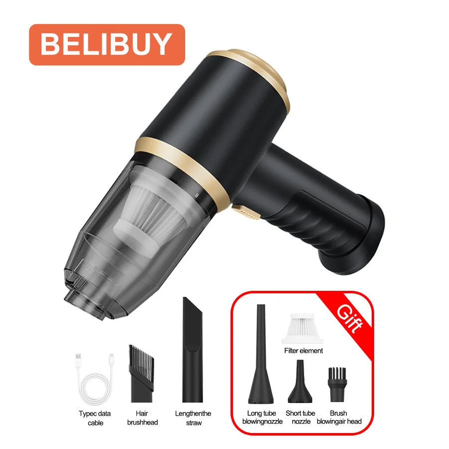 BELIBUY black portable vacuum cleaner – compact, cordless, and powerful