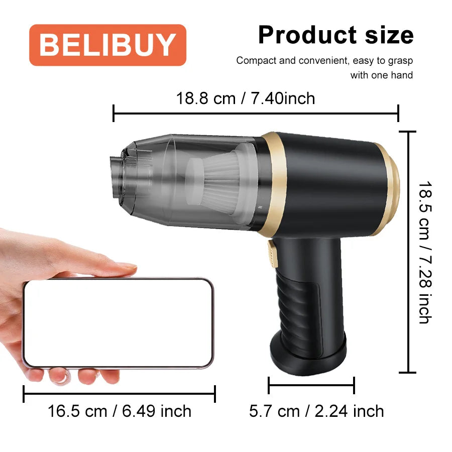 Color options of BELIBUY vacuum – green, blue, black shown side-by-side