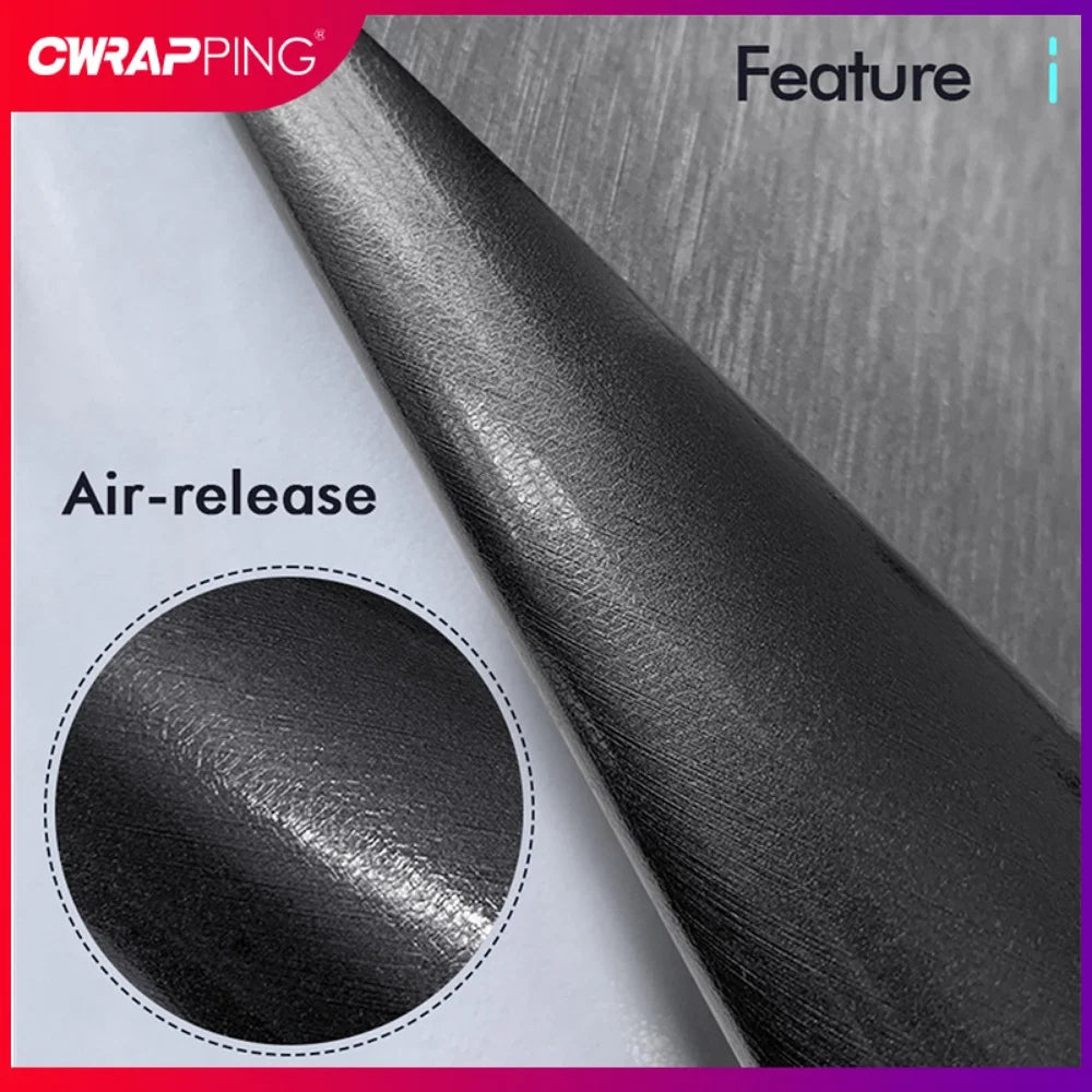 Close-up of brushed aluminum wrap highlighting air-release feature and textured surface