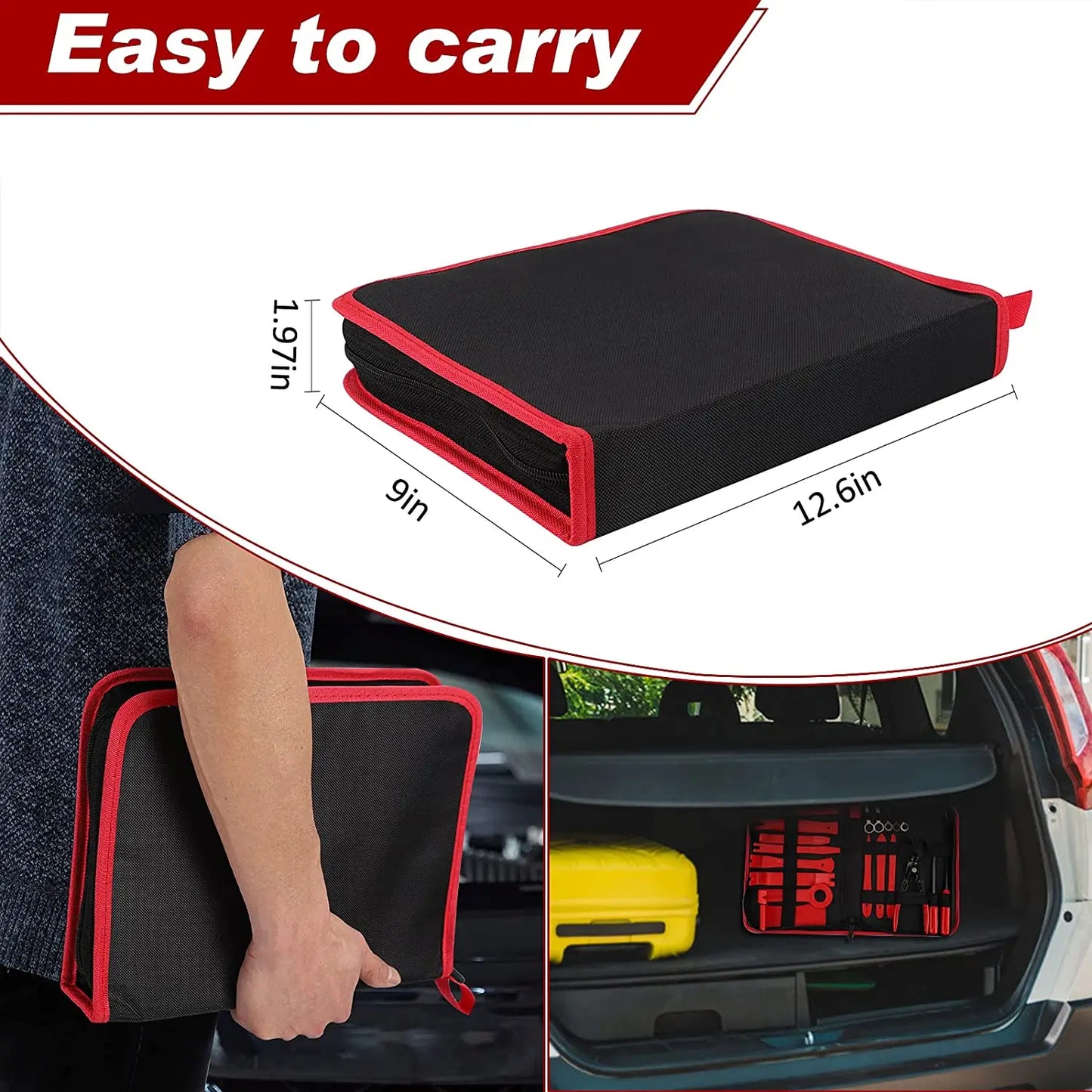 Close-up of ergonomic handle and metal tip of car clip removal tool