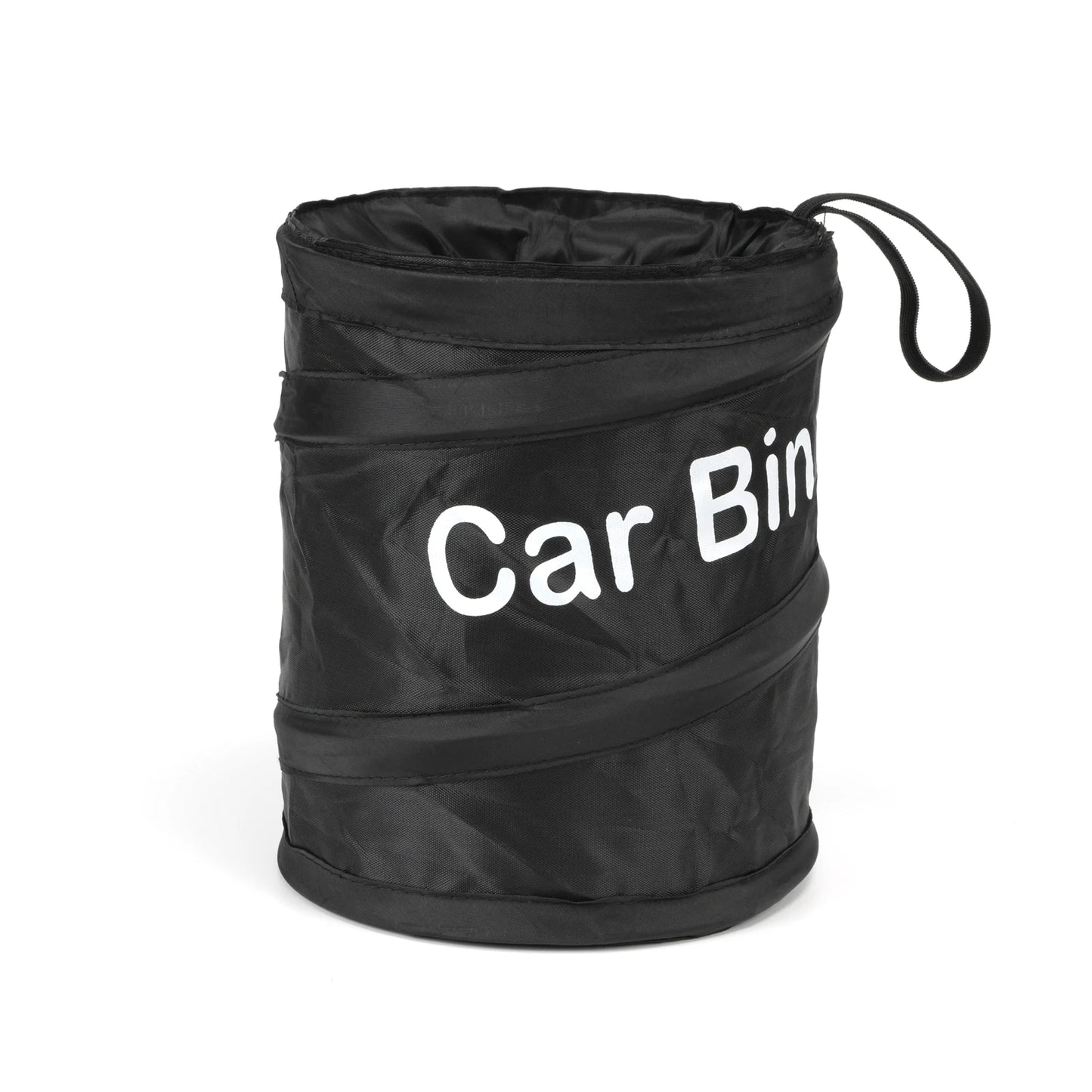 Foldable black car trash can with waterproof interior – compact and pop-up design