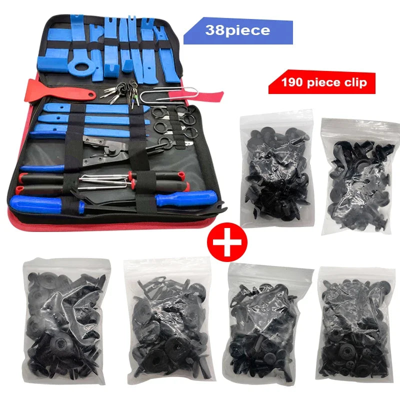 Assortment of interior car clips included in the trim removal set