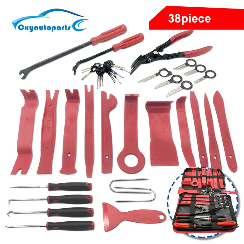 Car pry tool removing plastic interior clip without damage