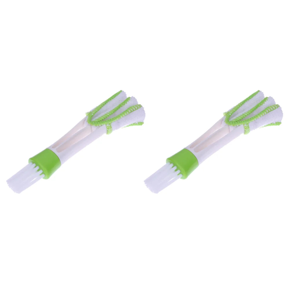 2-piece green microfiber duster set for AC vent and screen cleaning