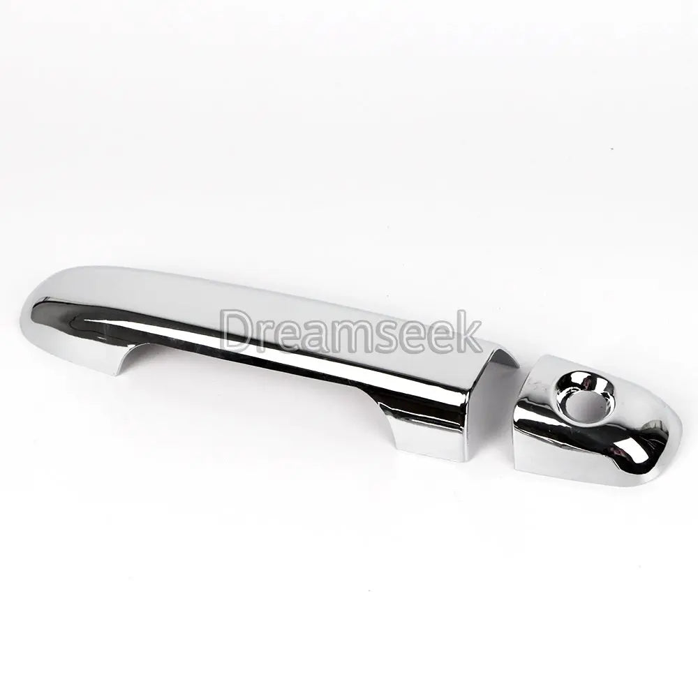 Before and after comparison showing chrome handle upgrade on Hyundai vehicle