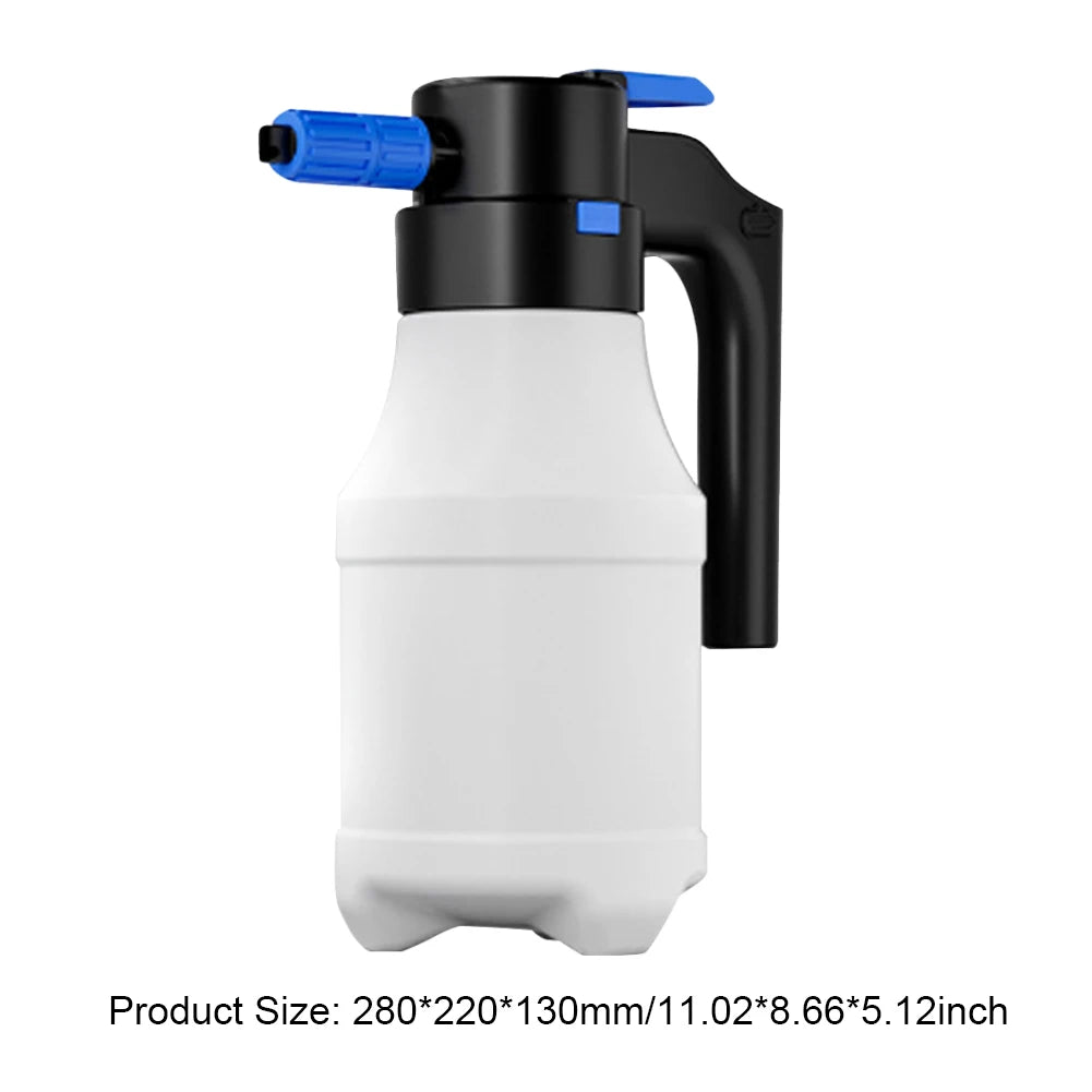 Full kit contents of 1.5L electric foam sprayer including cable and nozzles