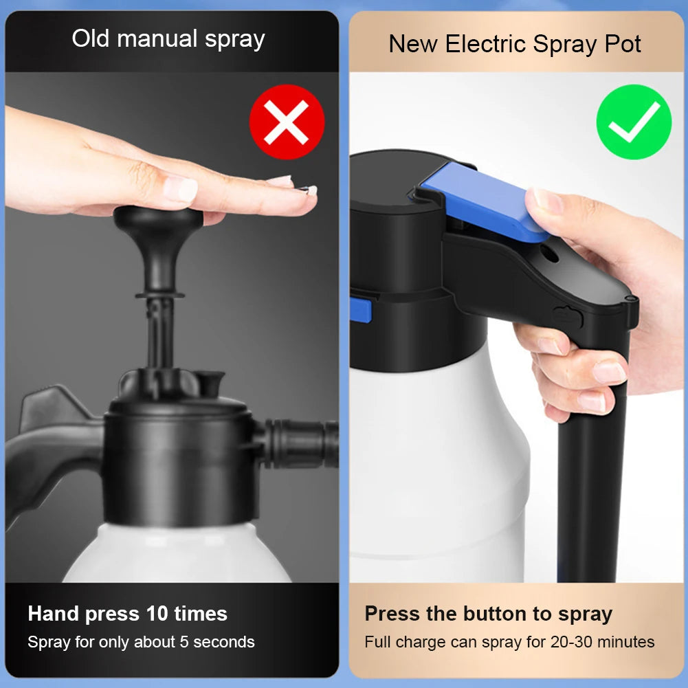 Electric foam sprayer in action during car wash – thick foam coverage