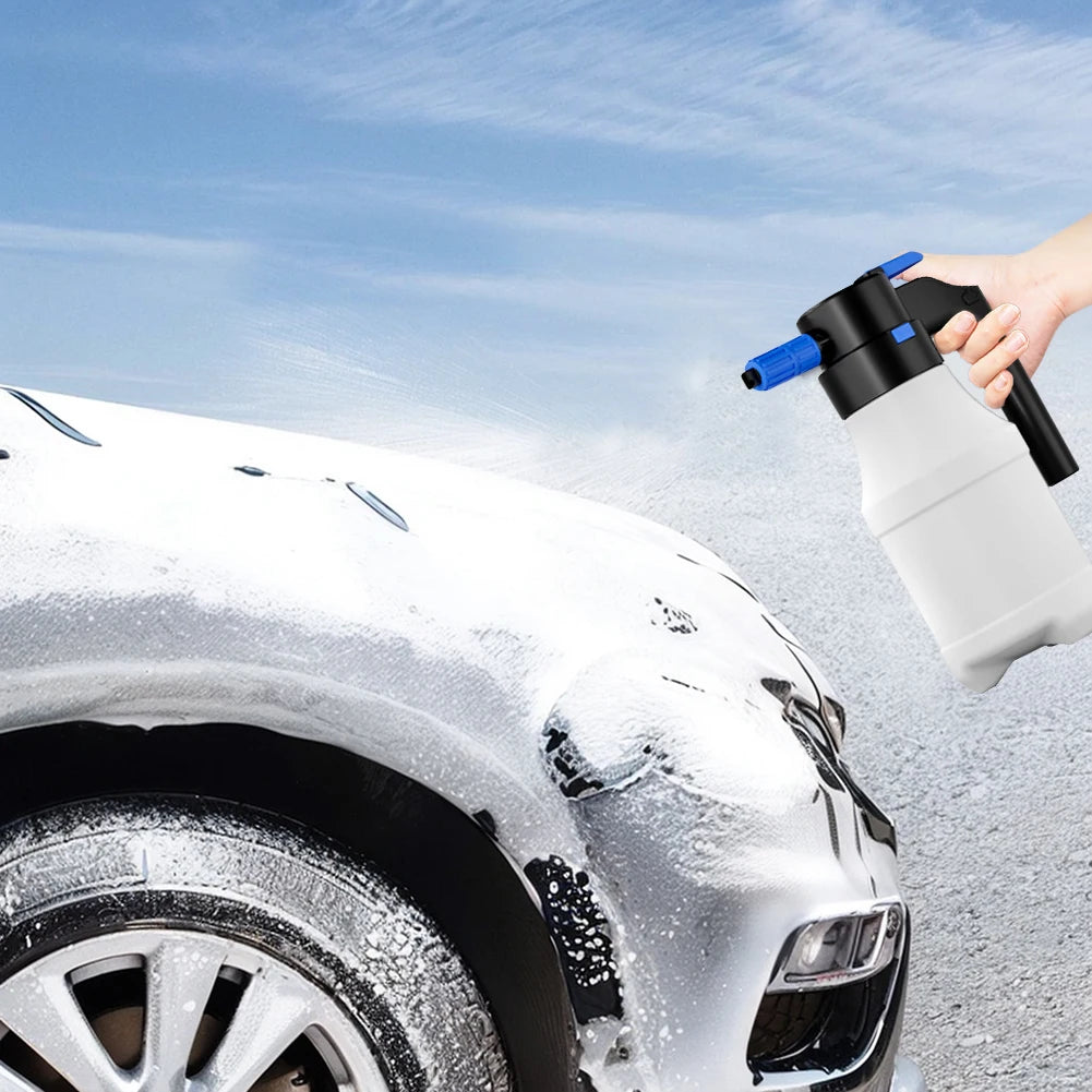 Transparent 1.5L tank with level indicators on electric foam cannon