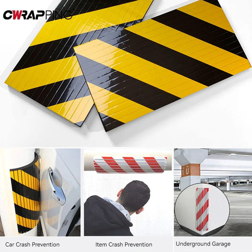 wall-mounted garage bumper strip shown protecting side door panel
