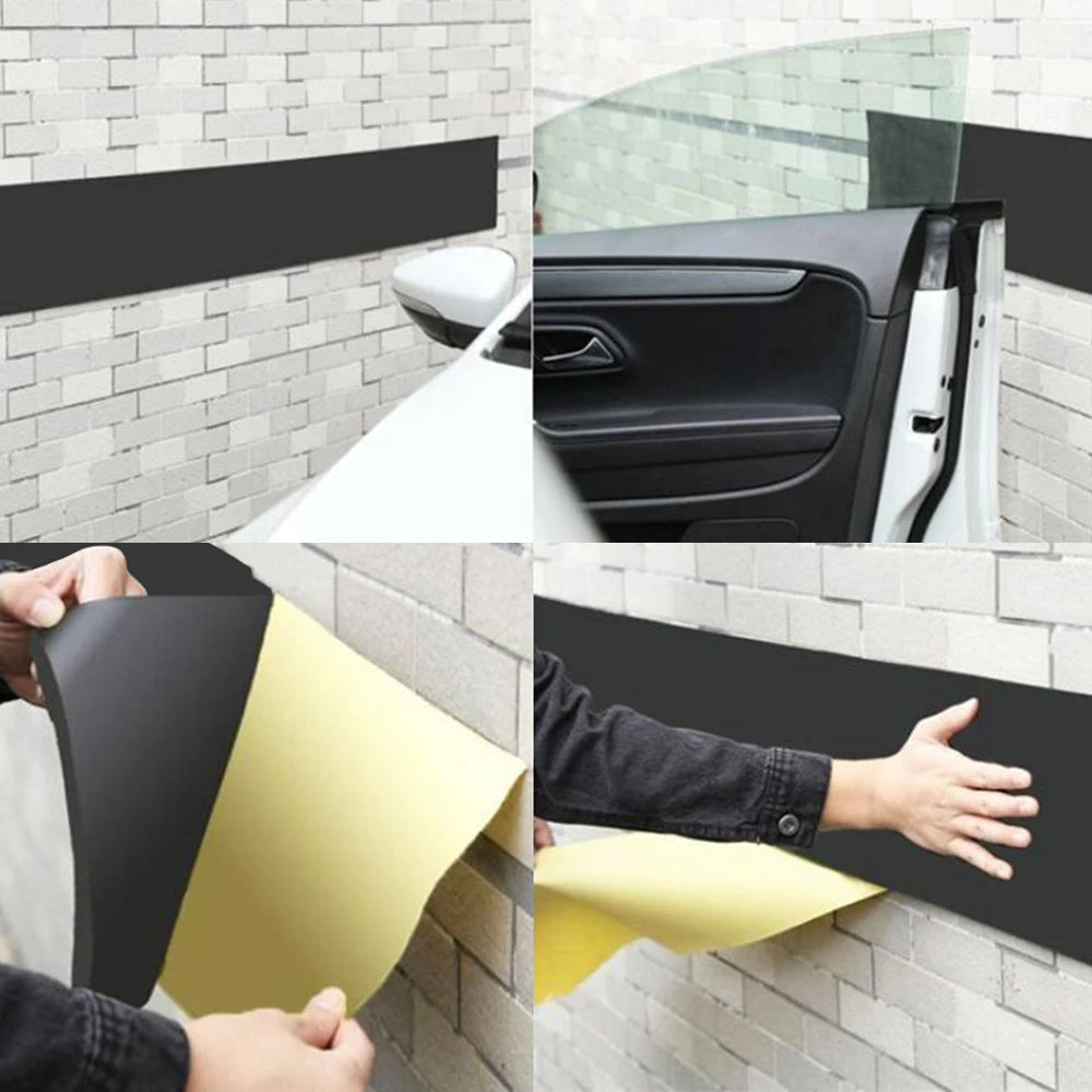close-up of peel-and-stick adhesive backing on EVA garage protector