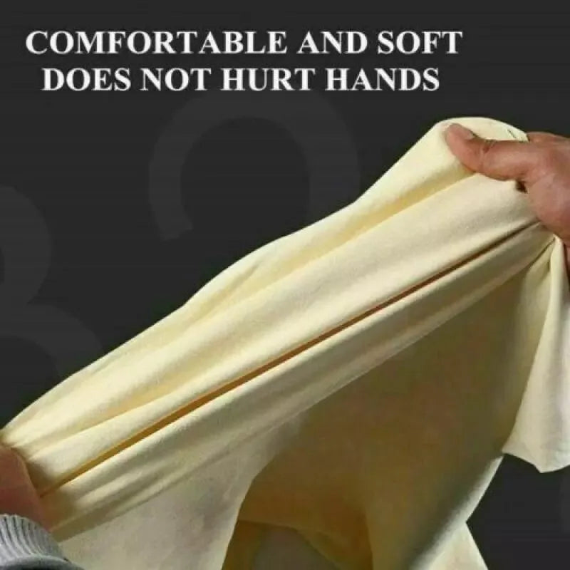 Large chamois towel covering vehicle surface