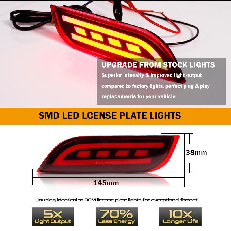 SMD LED bumper reflector lights with OEM fitment dimensions and higher brightness, energy savings, and lifespan