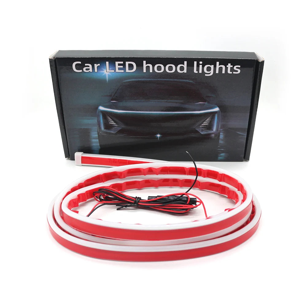 White LED hood light strip with wiring and connectors shown coiled