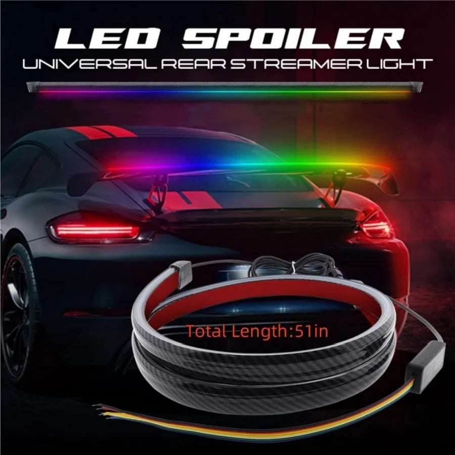 Turn signal mode of RGB trunk spoiler light strip in amber blinking pattern