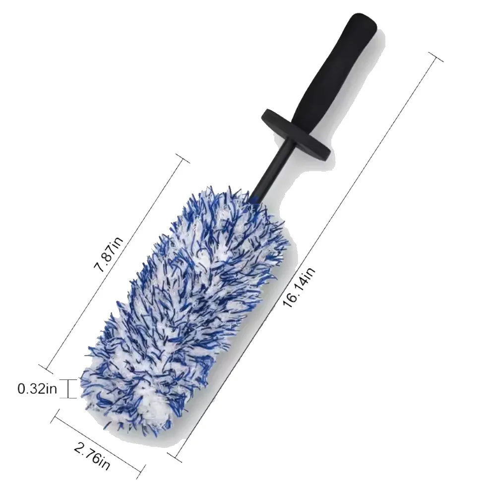 Side angle of microfiber detailing brush for wheel rim precision cleaning