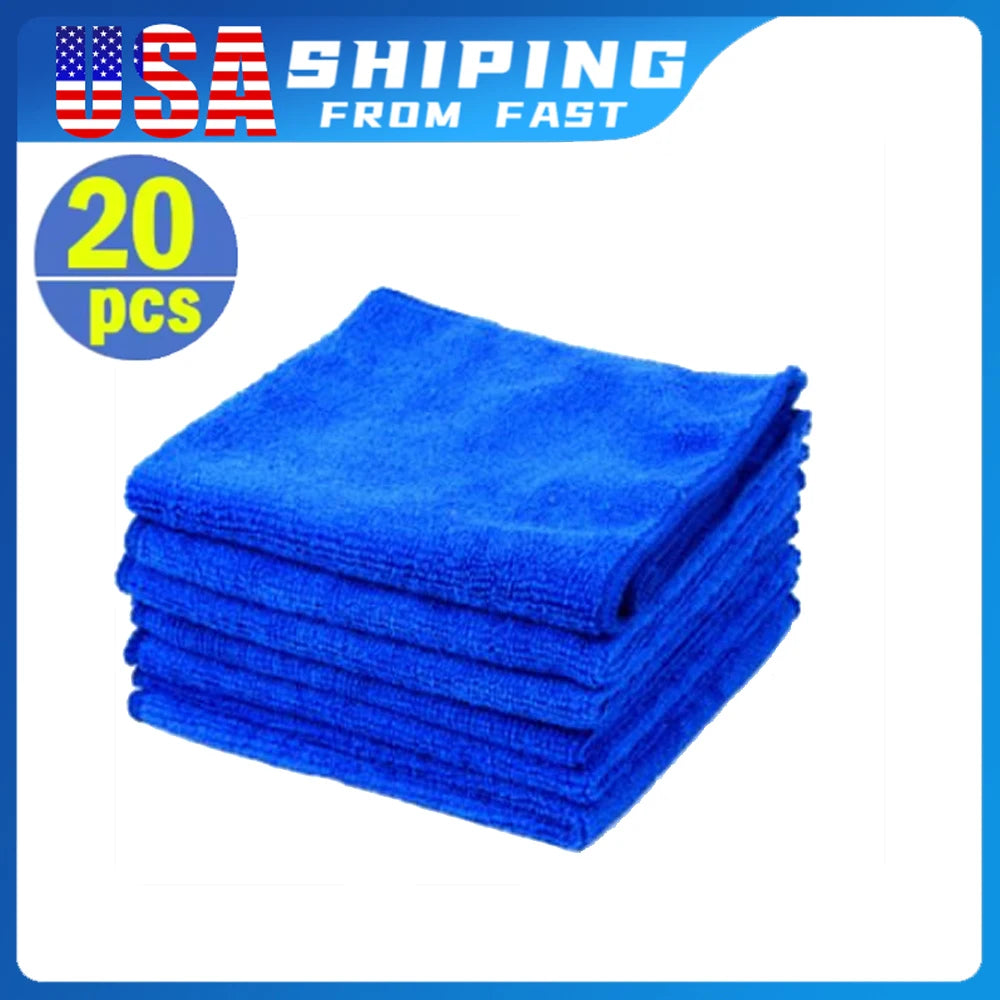 20-piece bundle of general-use 30×30cm microfiber towels for car and home cleaning