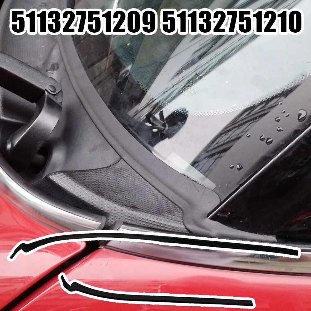 Before and after installation of wiper cowl seal on MINI R55