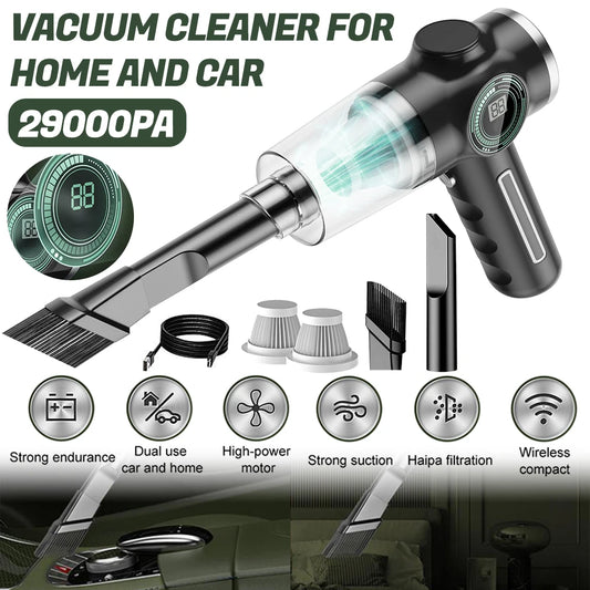 29000Pa mini wireless vacuum cleaner in black – powerful handheld 120W suction