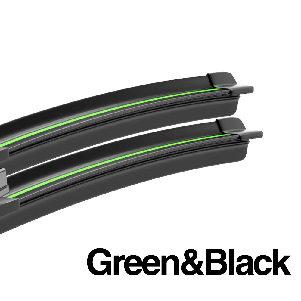 Wiper blades with green edge styling for Nissan Qashqai – sleek, aerodynamic design