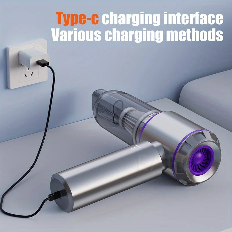 Mini vacuum used inside a car – removes dirt from seats and cupholders