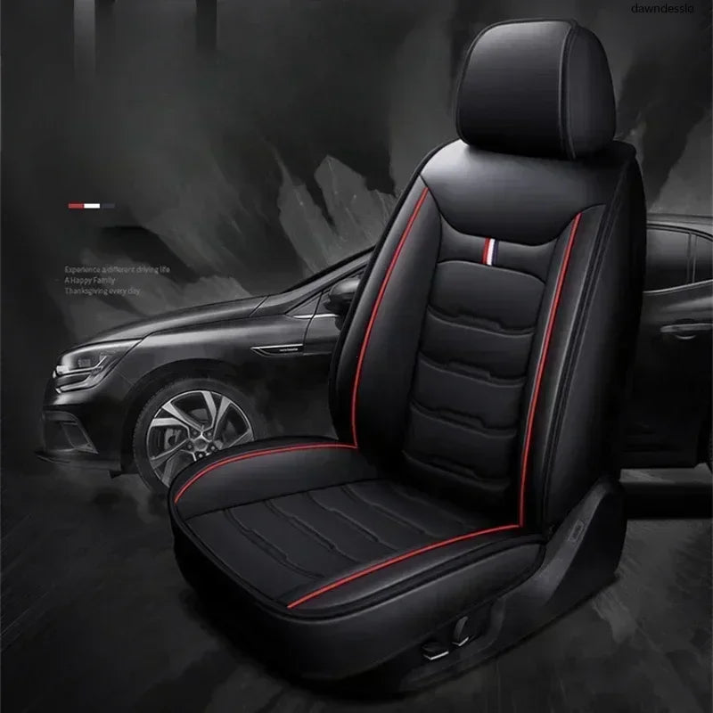 PU leather car seat cover in black with red trim for front driver seat