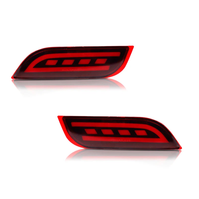 Pair of red lens LED rear bumper reflector lights offering bold illumination and upgraded rear styling