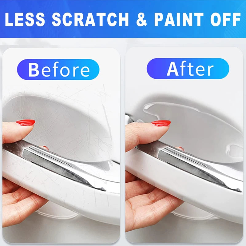 silicone guard fitted under car door handle for invisible protection