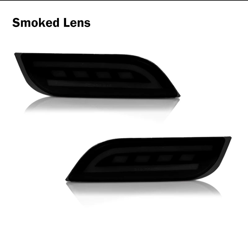 Pair of smoked lens LED rear bumper reflector lights for enhanced rear visibility and modern styling