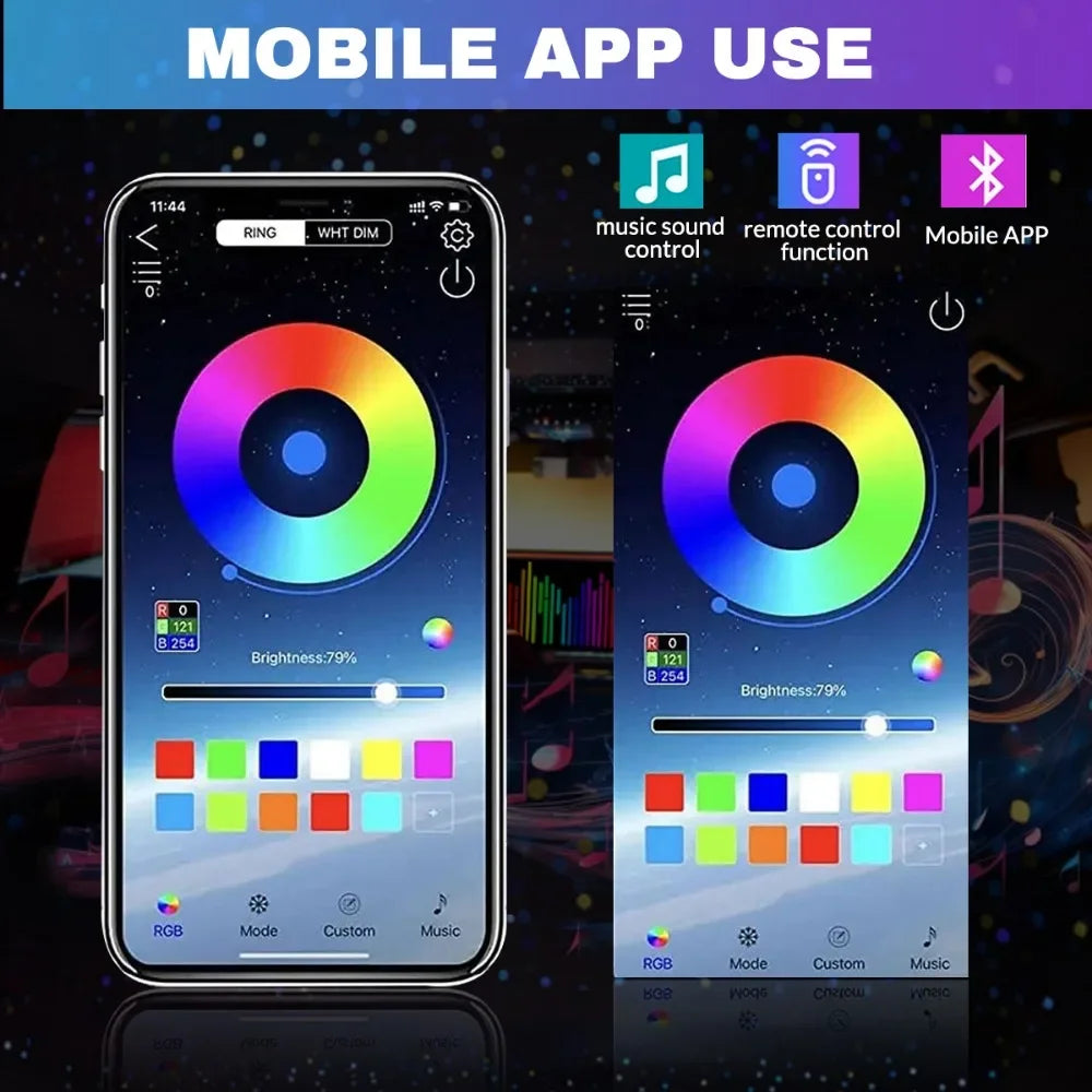 App-controlled RGB starlight kit with customizable color and brightness settings