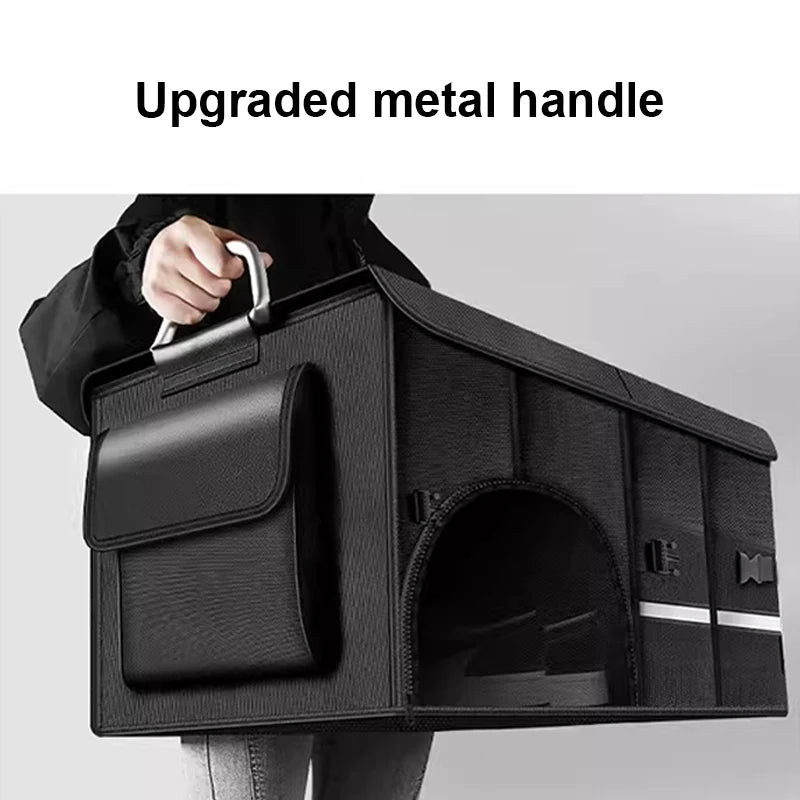 Fully opened 110L car trunk organizer showing large interior compartment