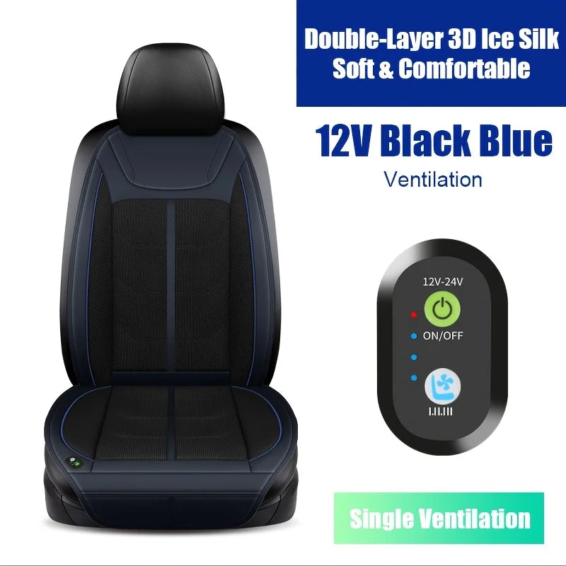 Ventilation only black blue car seat cover