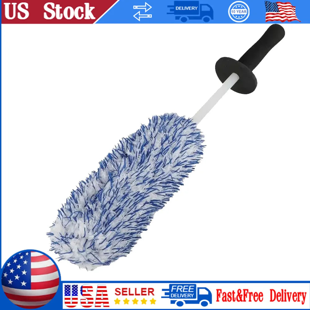 Close-up of dense microfiber head for scratch-free car rim and tire cleaning