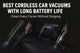 cordless car vacuums with long battery life cleaning car interior without stopping