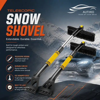 Autixio 3-in-1 telescopic snow brush and ice scraper – extendable, durable brush head, ice scraper edge, built for tough winters