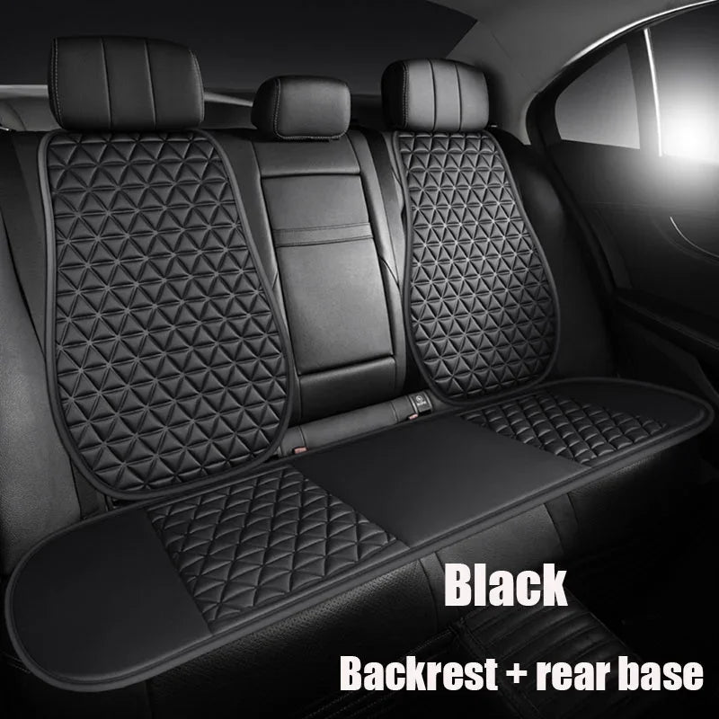 3D breathable car seat cover black rear backrest and bench base 2-piece set installed in car backseat