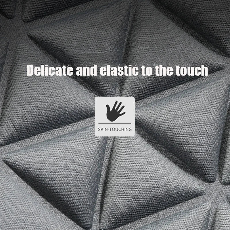 3D breathable car seat cover grey close-up of soft elastic skin-touching mesh fabric texture delicate and comfortable