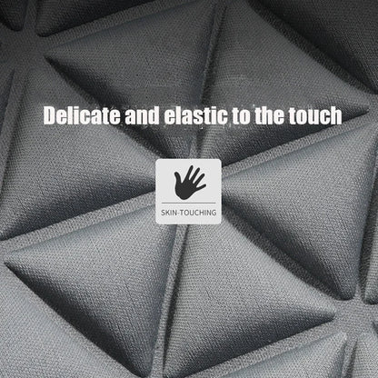 3D breathable car seat cover grey close-up of soft elastic skin-touching mesh fabric texture delicate and comfortable