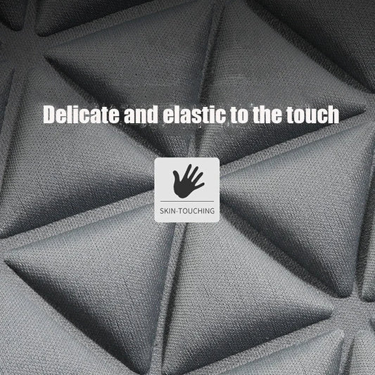 3D breathable car seat cover grey close-up of soft elastic skin-touching mesh fabric texture delicate and comfortable