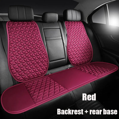 3D breathable car seat cover red backrest and rear bench base 2-piece set installed in car backseat