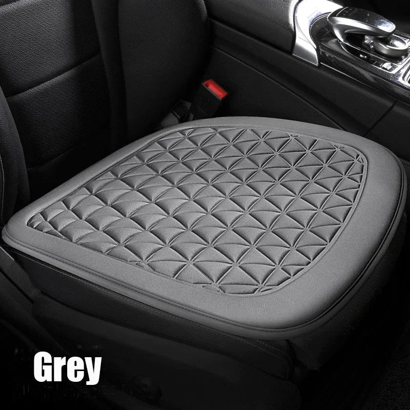 3D breathable car seat cushion grey single front seat pad installed on driver seat diamond quilted pattern