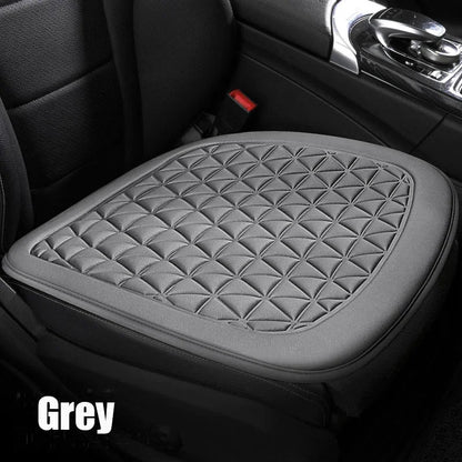 3D breathable car seat cushion grey single front seat pad installed on driver seat diamond quilted pattern