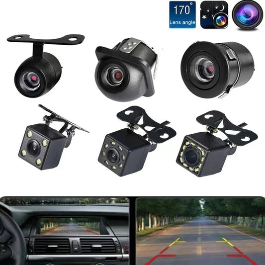 Six 720P CVBS backup camera variants with 170° wide angle lens and reversing guide lines on dash display
